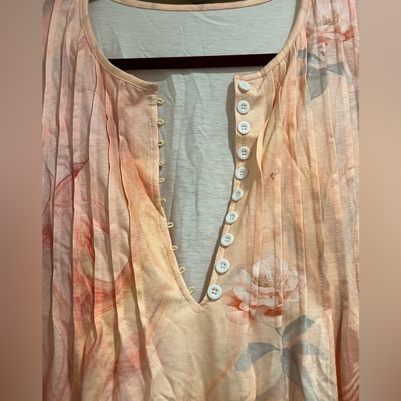 Floral Print V-Neck 3/4 Bell Sleeve Bohemian Blouse - Picture 5 of 7